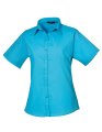 Dames blouse korte mouw Premier PR302 TURQUOISE